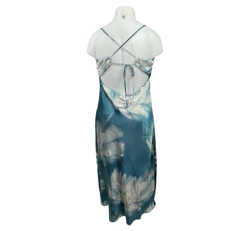 NEW Abercrombie & Fitch Julia Blue Floral Tie Back Cami Maxi Summer Dress Sz XL