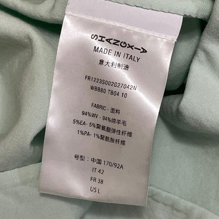 Shang Xia Mint Green Wool Long Sleeves Luxury Shirt & Trousers Pants Set Size L