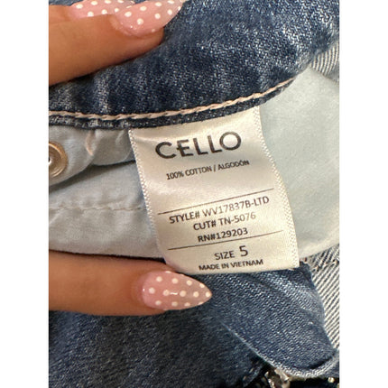 Cello Women's Blue Distressed High Rise Relaxed Fit Straight Denim Jeans Size 5