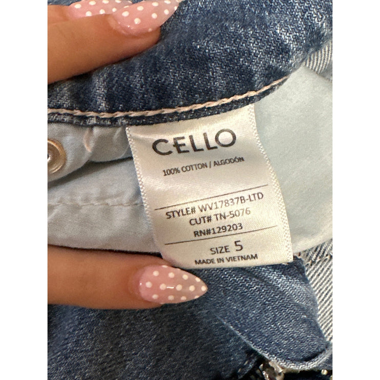 Cello Women's Blue Distressed High Rise Relaxed Fit Straight Denim Jeans Size 5