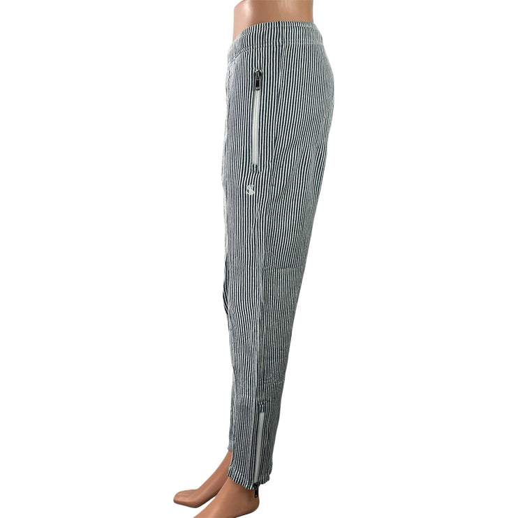 Todd Snyder Women's Blue Striped Zip Hem High Rise Tapered Trousers Pants XS