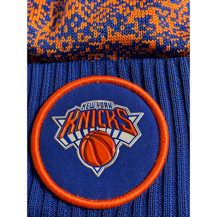 New Era New York Knicks NBA Blue Orange Embroidered Logo Pom Pom Beanie Hat OS