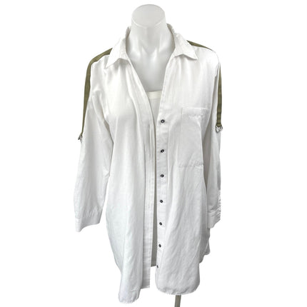 Zara Women's White Long Sleeve Button Down Oversized Pocket Blouse Shirt Top M