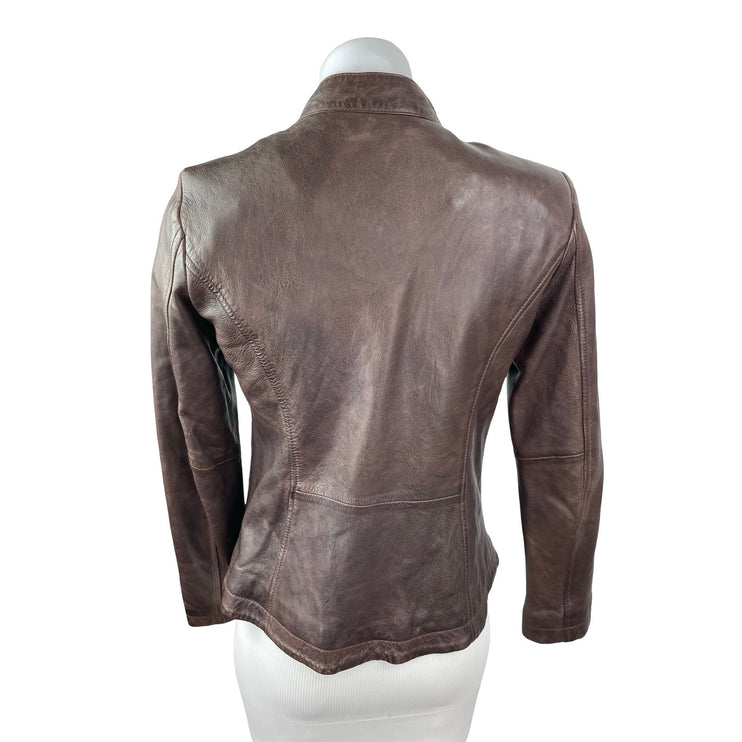 Tommy Hilfiger 100 Genuine Leather Women's Long Sleeve Military Coat Jacket XS
