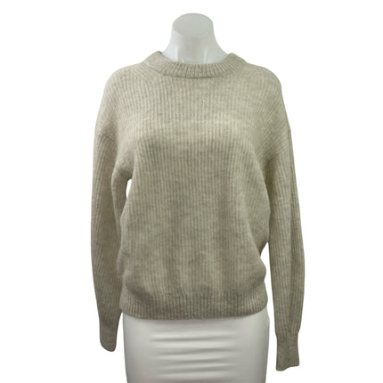 Everlane Women's Cream Wool Long Sleeve Ribbed Knit Pullover Sweater Top Size S