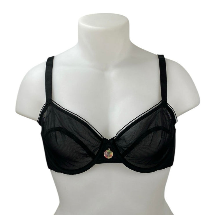 Savage X Fenty Black X-Ray Vision Half Cup Plunge Adjustable Underwire Bra 40C