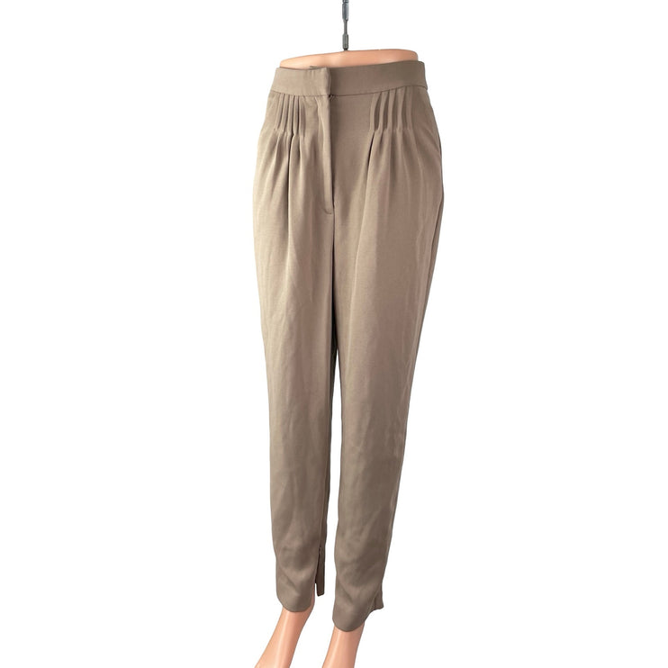 C/Meo Collective Women Tan Beige Pleated High Rise Tapered Trousers Pants Size S