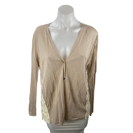 Style & Co Lace Embroidery Patchwork V Neck Long Sleeve Cardigan Sweater Top L