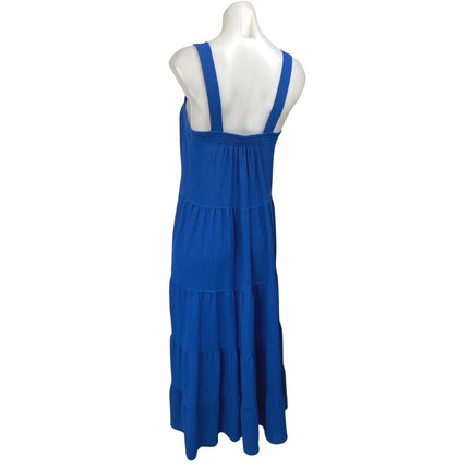 Max Studio Blue Sleeveless Square Neck Cami Tiered Midi Maxi A-Line Dress Size S