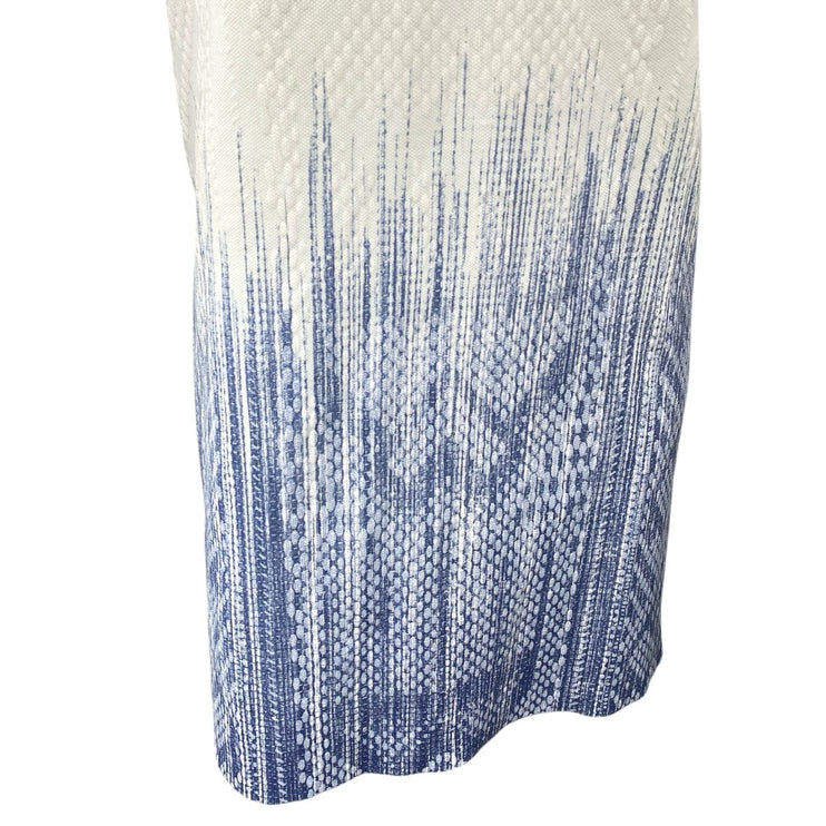 Zara White Blue Sleeveless Texture Cami Camisole Tank Mini Shift Dress Size L
