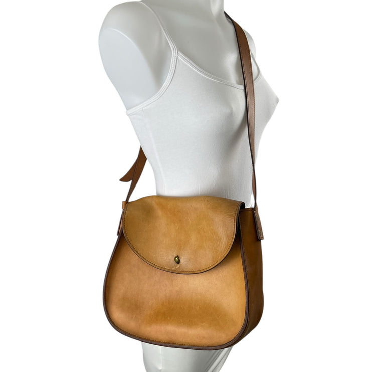 Madewell The Marfa Tan Leather Saddle Flap Crossbody Purse Handbag Size OS