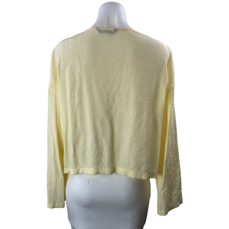 Zara Women's Yellow Long Sleeve Tie Front V Neck Flowy Cardigan Top Size XS/S
