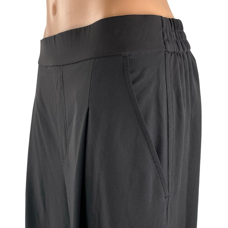Women's Black High Waisted Pull On Wide Leg Baggy Career Trousers Pants Size 30