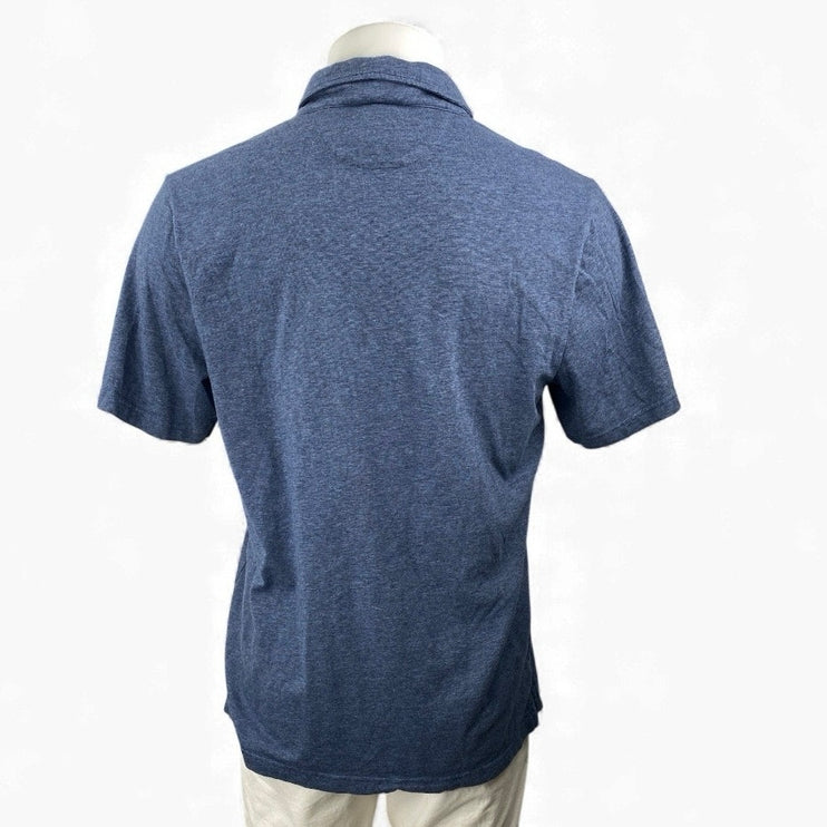 Faherty Mens Blue Collared Button Short Sleeve Performance Golf Polo Shirt Top L