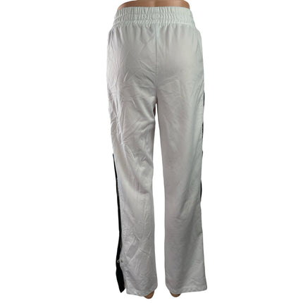 Garage Womens White Elastic Waist Snap Button Straight Leg Lounge Active Pants S