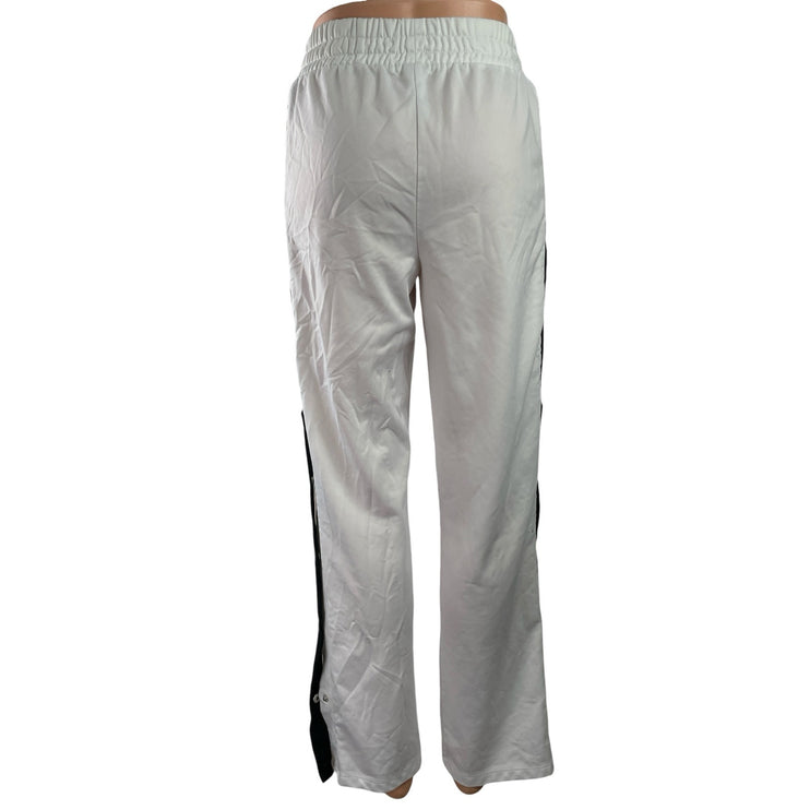 Garage Womens White Elastic Waist Snap Button Straight Leg Lounge Active Pants S
