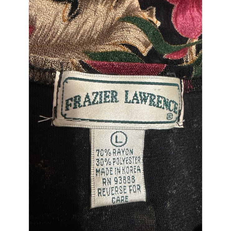 Frazier Lawrence Women's Multicolor Floral Short Sleeve Tee Blouse Top Size L