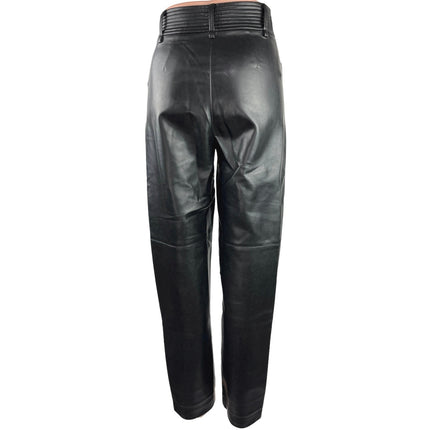 Aritzia Wilfred Funk Black Vegan Leather Straight High Rise Double Snap Pants 2