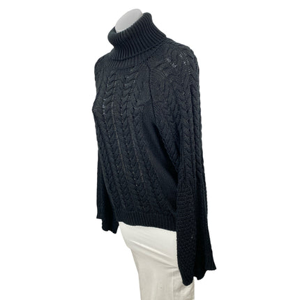Missguided Women's Black Cable Knit Turtleneck Long Sleeve Sweater Top Size 2