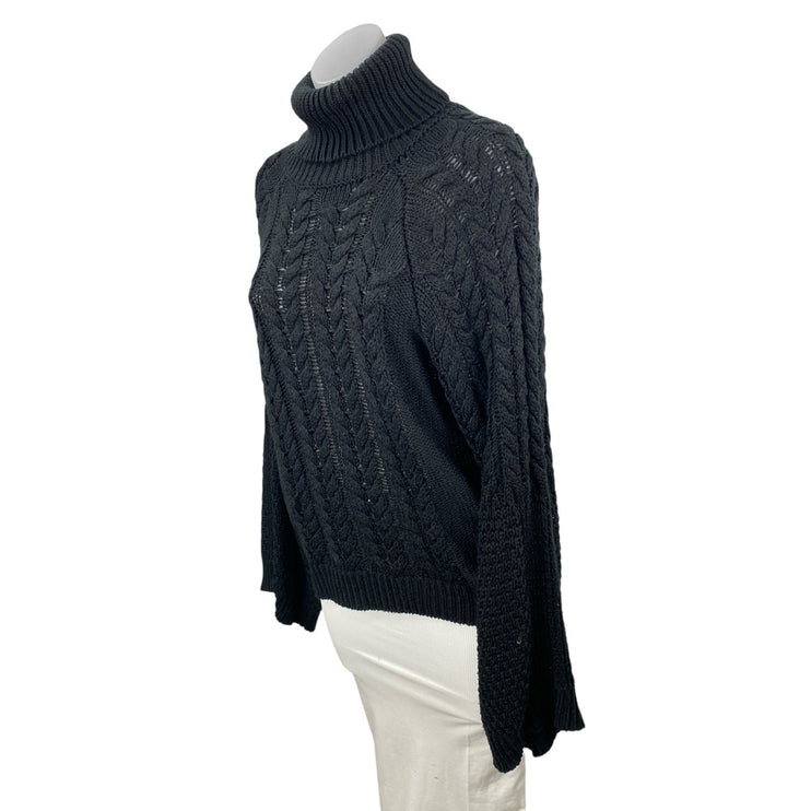 Missguided Women's Black Cable Knit Turtleneck Long Sleeve Sweater Top Size 2