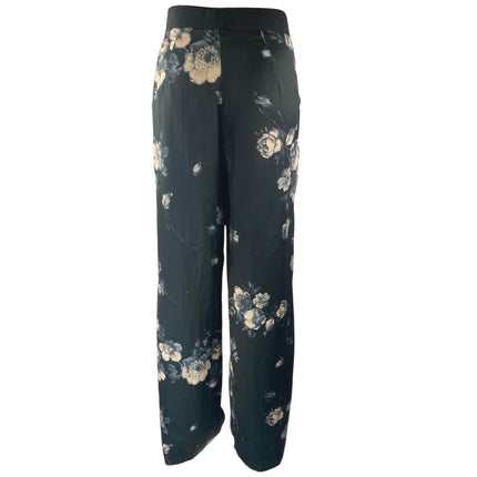 Rue 8isquit Womens Black Floral High Rise Wide Leg Button Trousers Pants 42/US M