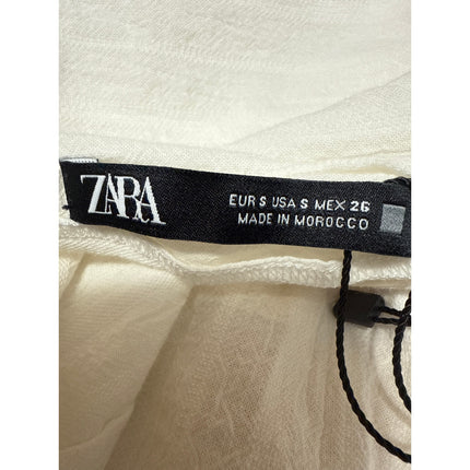 Zara White Sleeveless Faux Wrap Drapey Surplice Blouse Bodysuit Top Size S