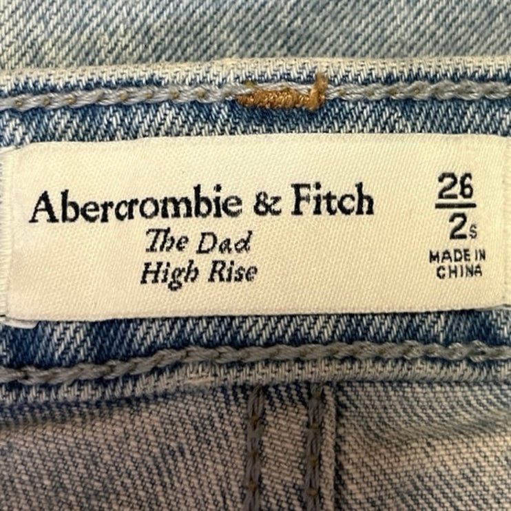 Abercrombie & Fitch The Dad High Rise Blue Denim Light Wash Straight Leg Jeans 2