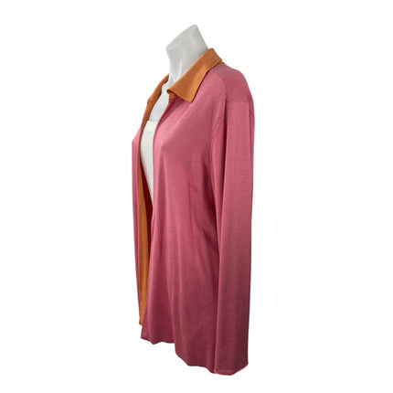 Real Clothes Women's Pink Coral Long Sleeve Collared Open Cardigan Sweater XL