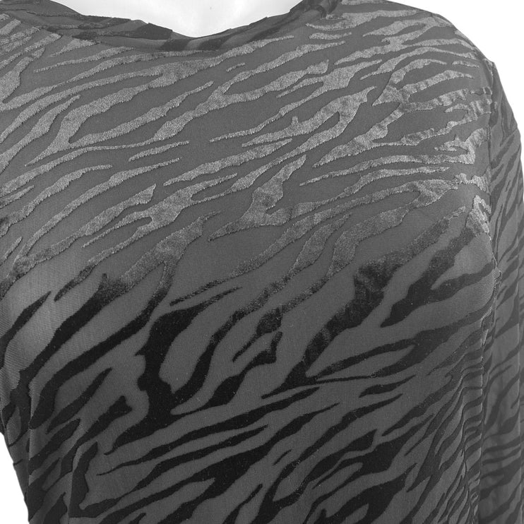 Remi X Revolve Ella Black Animal Tiger Print Velvet Long Sleeve Shirt Top 2XL