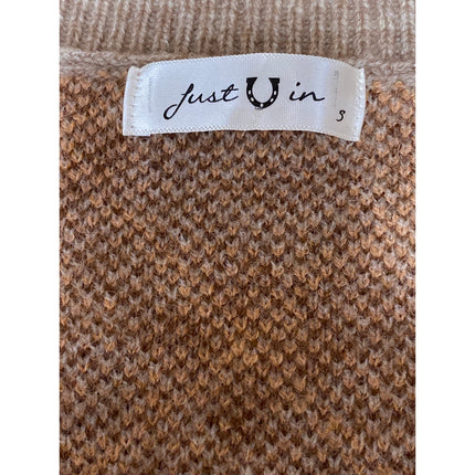 Just In Women's Tan Brown Argyle Plaid Sleeveless V Neck Sweater Vest Top Size S