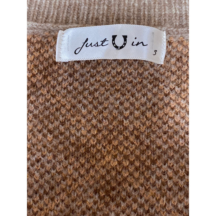 Just In Women's Tan Brown Argyle Plaid Sleeveless V Neck Sweater Vest Top Size S