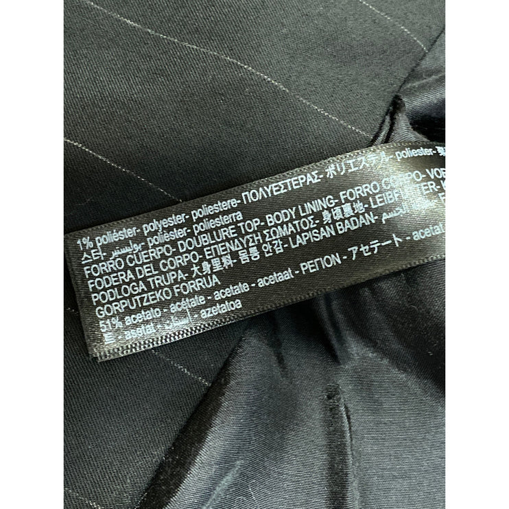 Massimo Dutti Black Pinstriped Double Breasted Long Sleeve Blazer Coat Jacket 10