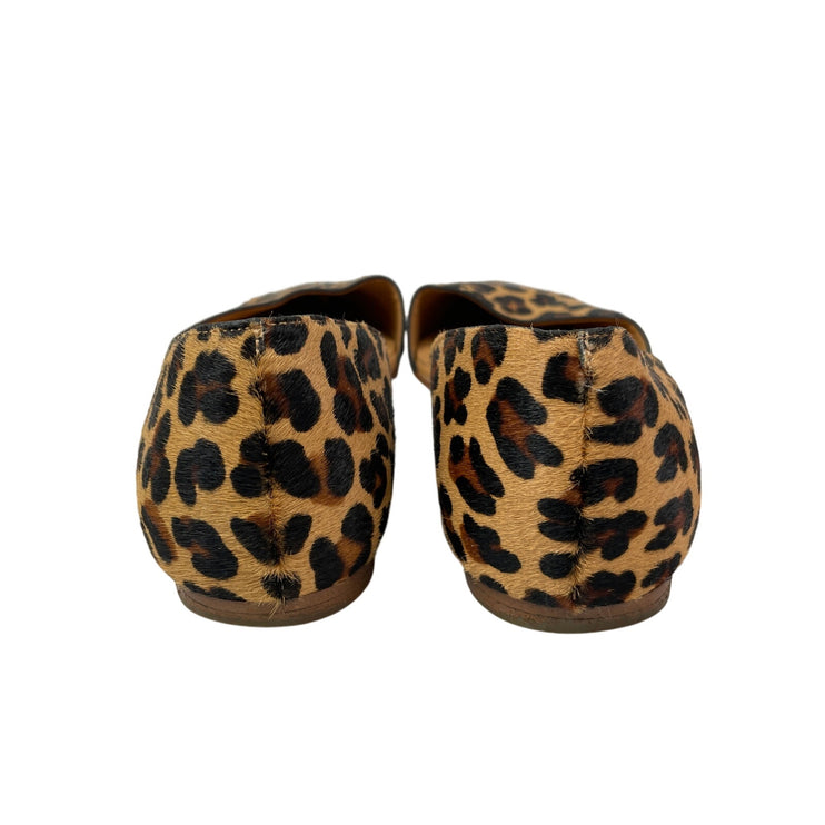 J.Crew Zoe Women's Leopard Print Calf Hair Open Side Pointed Toe d'Orsay Flats 9