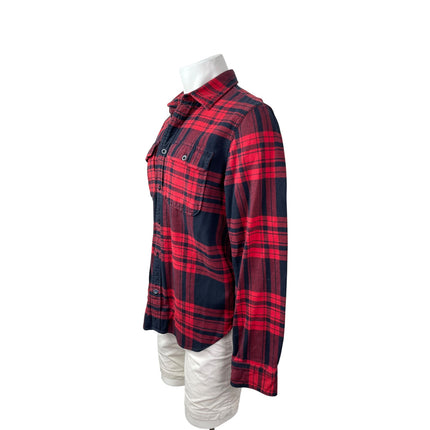 Gap Men's Red Plaid Flannel Long Sleeve Pocket Button Down Shirt Top Size M
