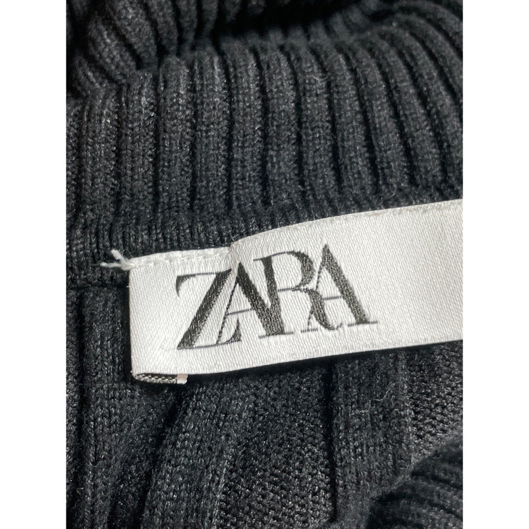 Zara Women's Black Ribbed Turtle Neck Long Sleeve Crop Sweatshirt Sweater Top L