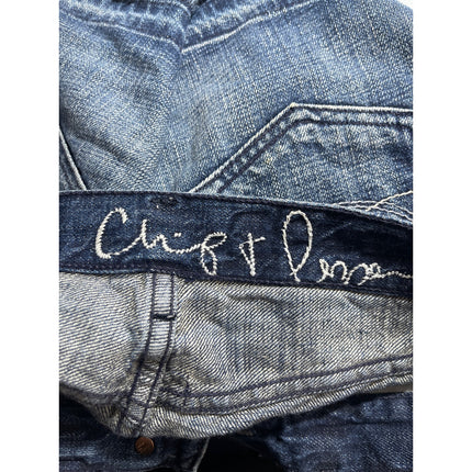 Chip & Pepper Women's Blue Medium Wash Raw Hem Frayed Mini Denim Jean Skirt 26