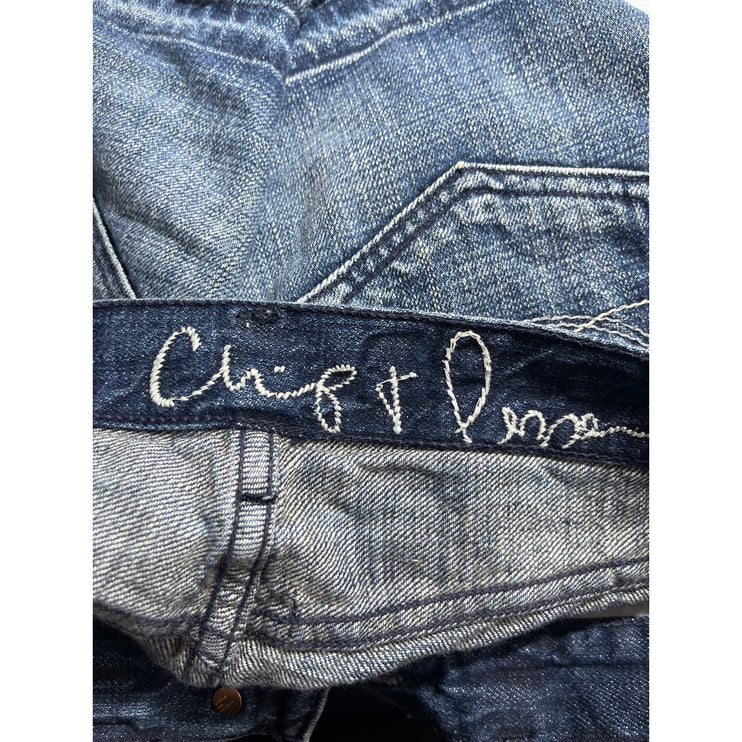 Chip & Pepper Women's Blue Medium Wash Raw Hem Frayed Mini Denim Jean Skirt 26