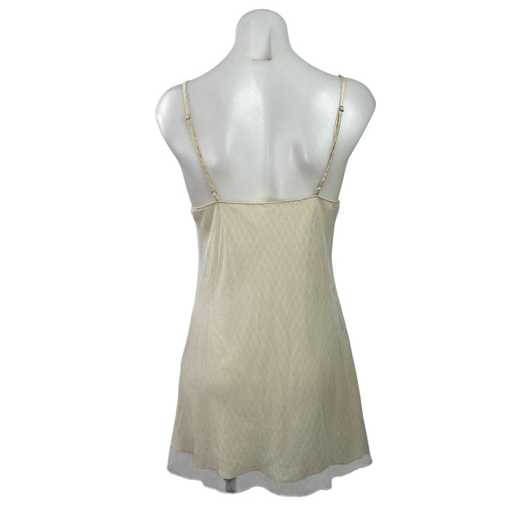 Womens 100% Silk Cream Sleeveless Cami Camisole Sleepwear Pajamas Slip Dress S