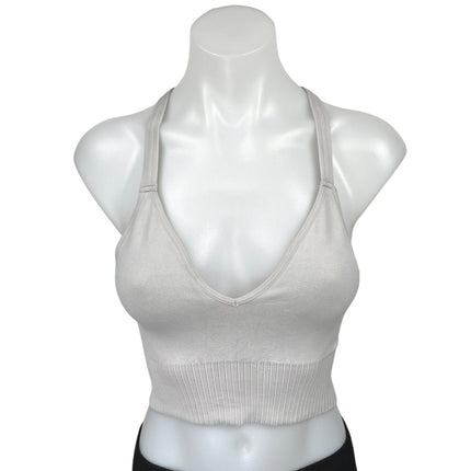Free People Gray Sleeveless Crossback Yoga Athletic Sports Bra Crop Top Sz XS/S