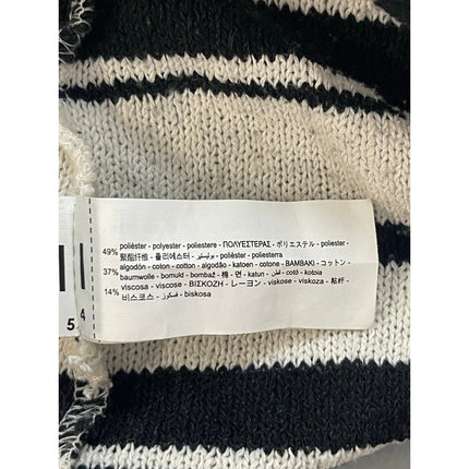 Zara Women's White Black Striped Crewneck Long Sleeve Crop Sweater Top Size L