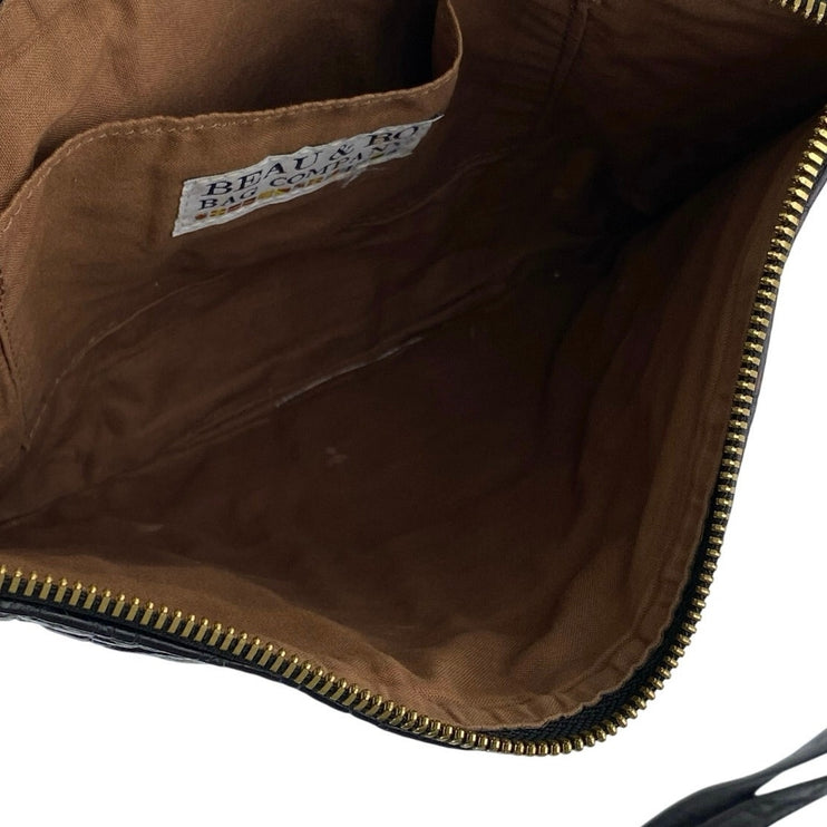 Beau & Ro Womens Black Croc Faux Leather Vegan Crossbody Clutch Purse Handbag OS