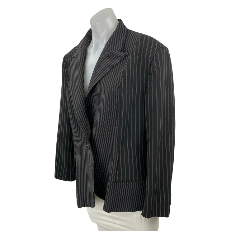 Bandolera Women's Black Long Sleeve Pinstriped Peak Lapel Blazer Coat Jacket 16