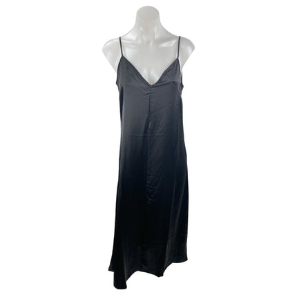 H&M Women's Black Silk Satin Sleeveless V Neck Cami Tank Maxi Slip Dress Size S