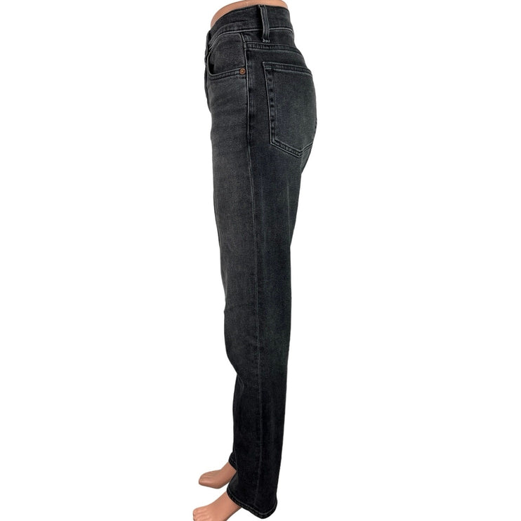 Re/Done Black High Rise Cotton Blend Denim Stretch Straight Leg Jeans Size 28