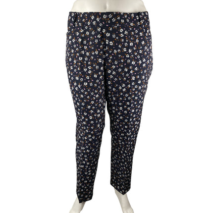NEW Eloquii Women's Multicolor Floral High Rise Pocket Skinny Trousers Pants 20