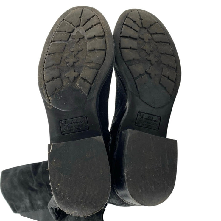 Sam Edelman Women's Black Suede Block Heel Zip Up Round Toe Tall Boots Size 6