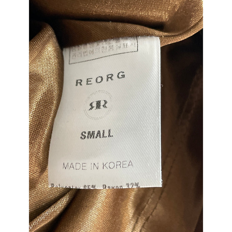 Reorg Women's Brown Pleated High Waisted Pencil Slit Career Midi Skirt Size S