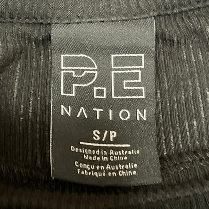 PE Nation Women's Black Ribbed Knit Crew Neck Long Sleeve T Shirt Tee Top Size S