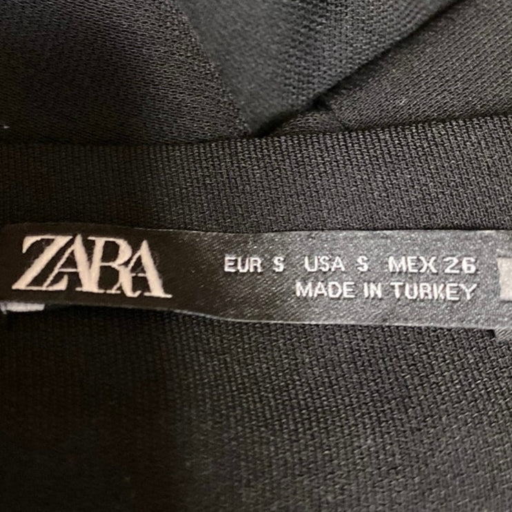 Zara Women's Black Faux Wrap Zip High Waisted Split Pencil Midi Skirt Size S