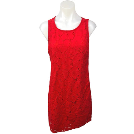 Banana Republic Red Floral Lace Embroidered Overlay Shift Mini Dress Size 4